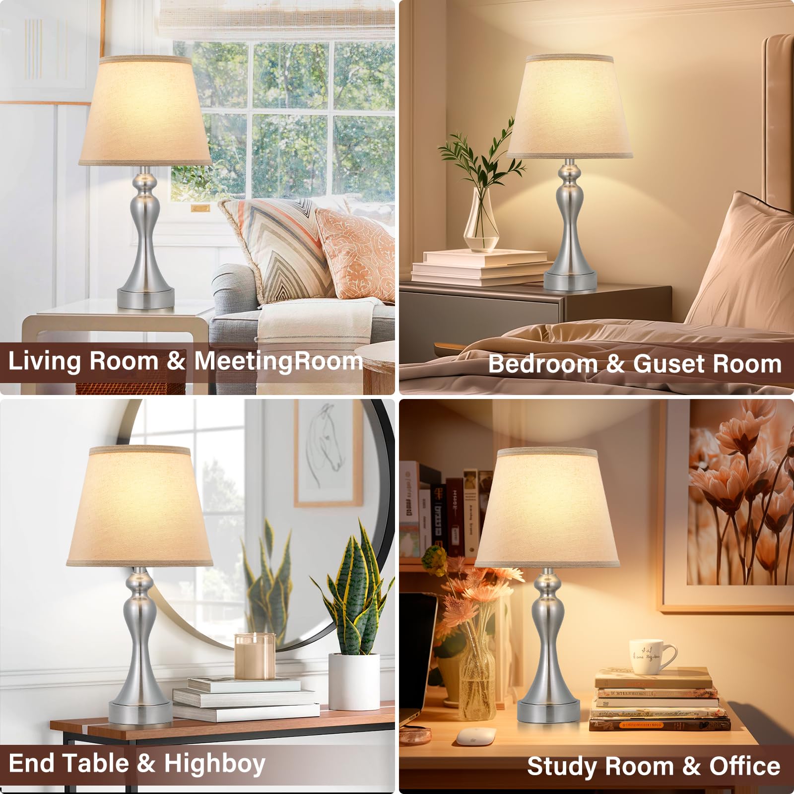 Seealle Touch Lamps nickel finish adds modern elegance to any room