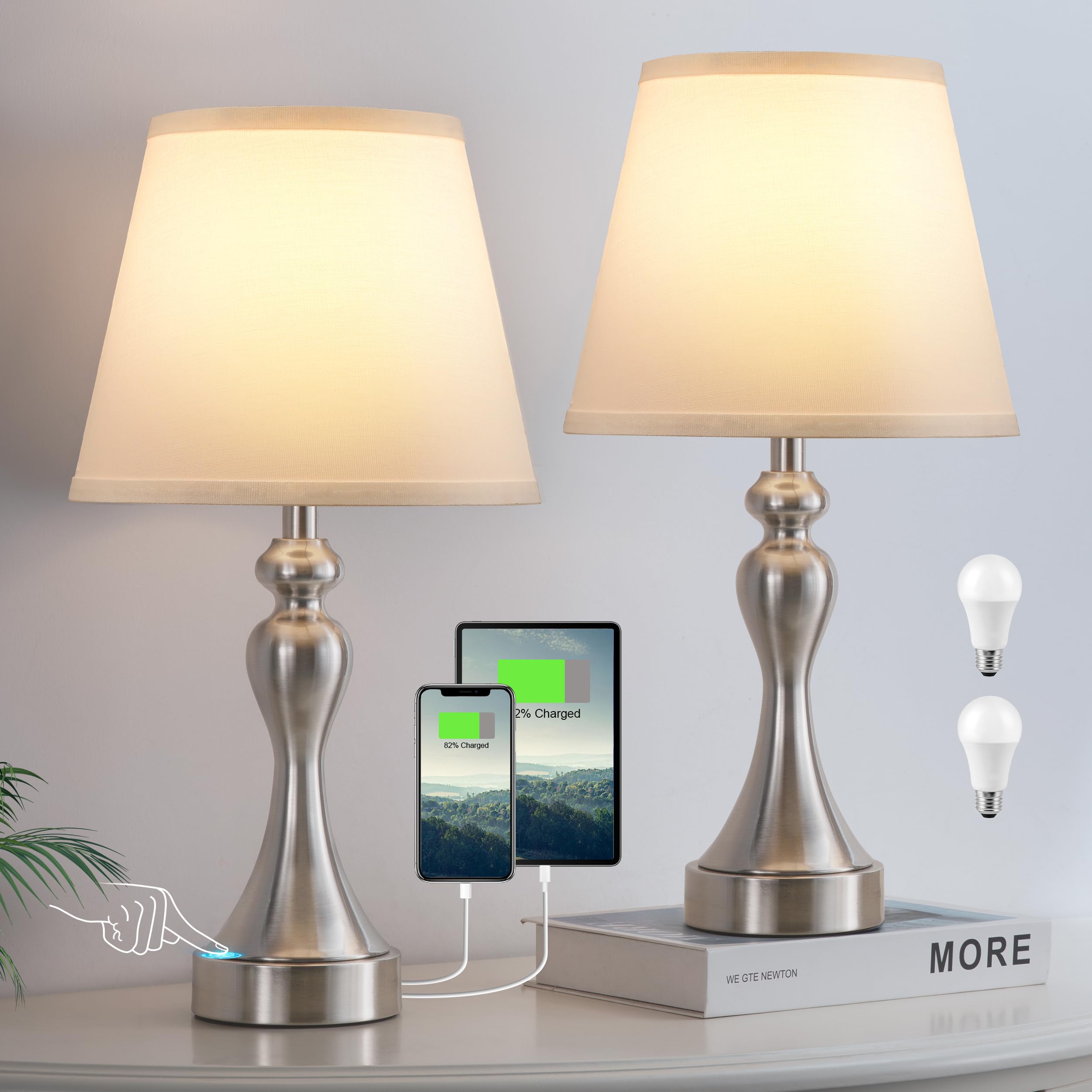 Seealle touch lamps on nightstand with fingertip control for easy lighting