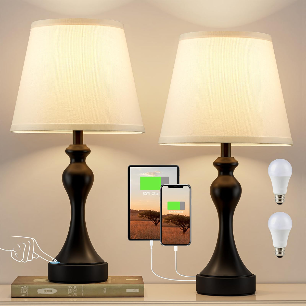 Seealle touch lamps nightstand base for a sleek bedside setup
