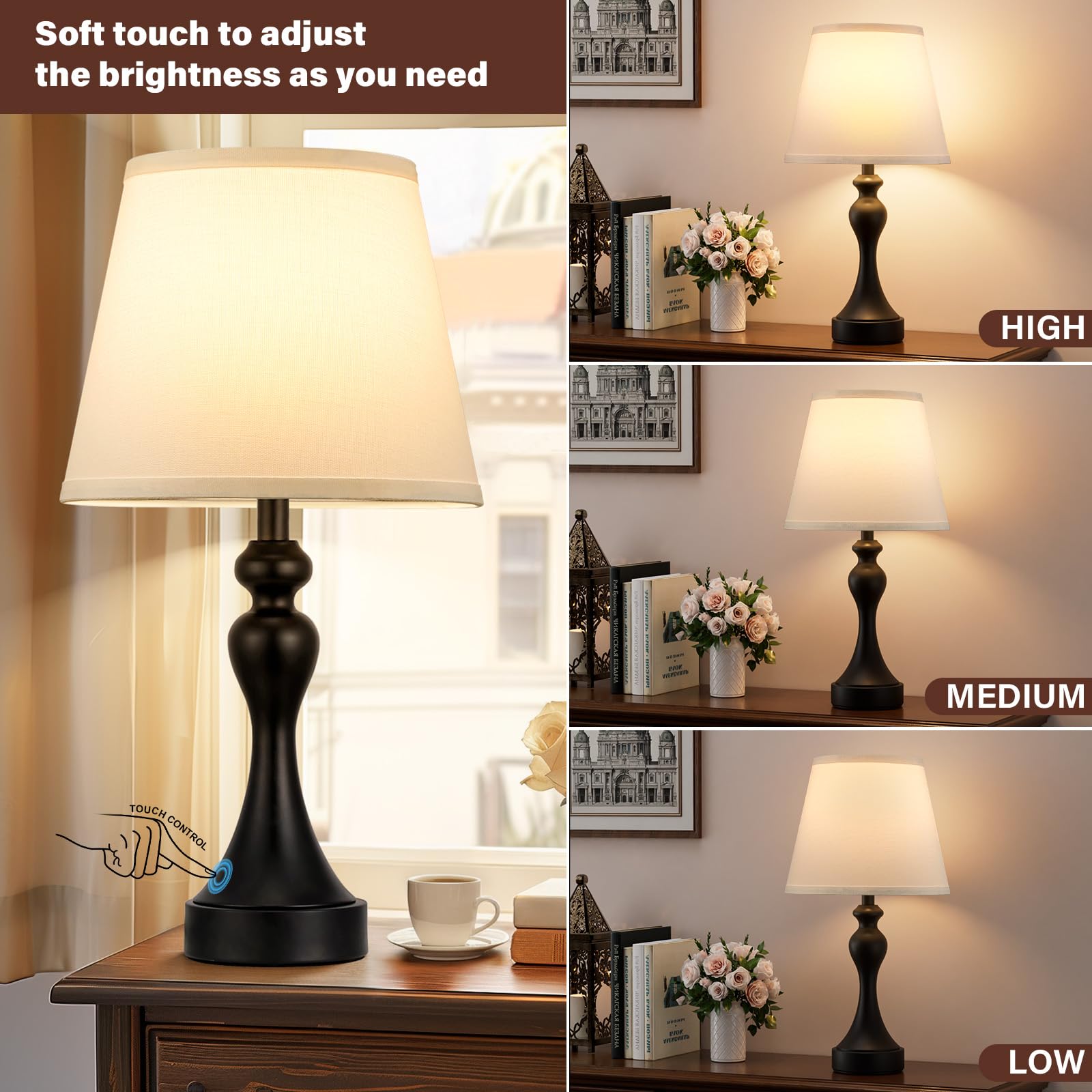 Seealle touch lamps with dimmed light for relaxed evenings