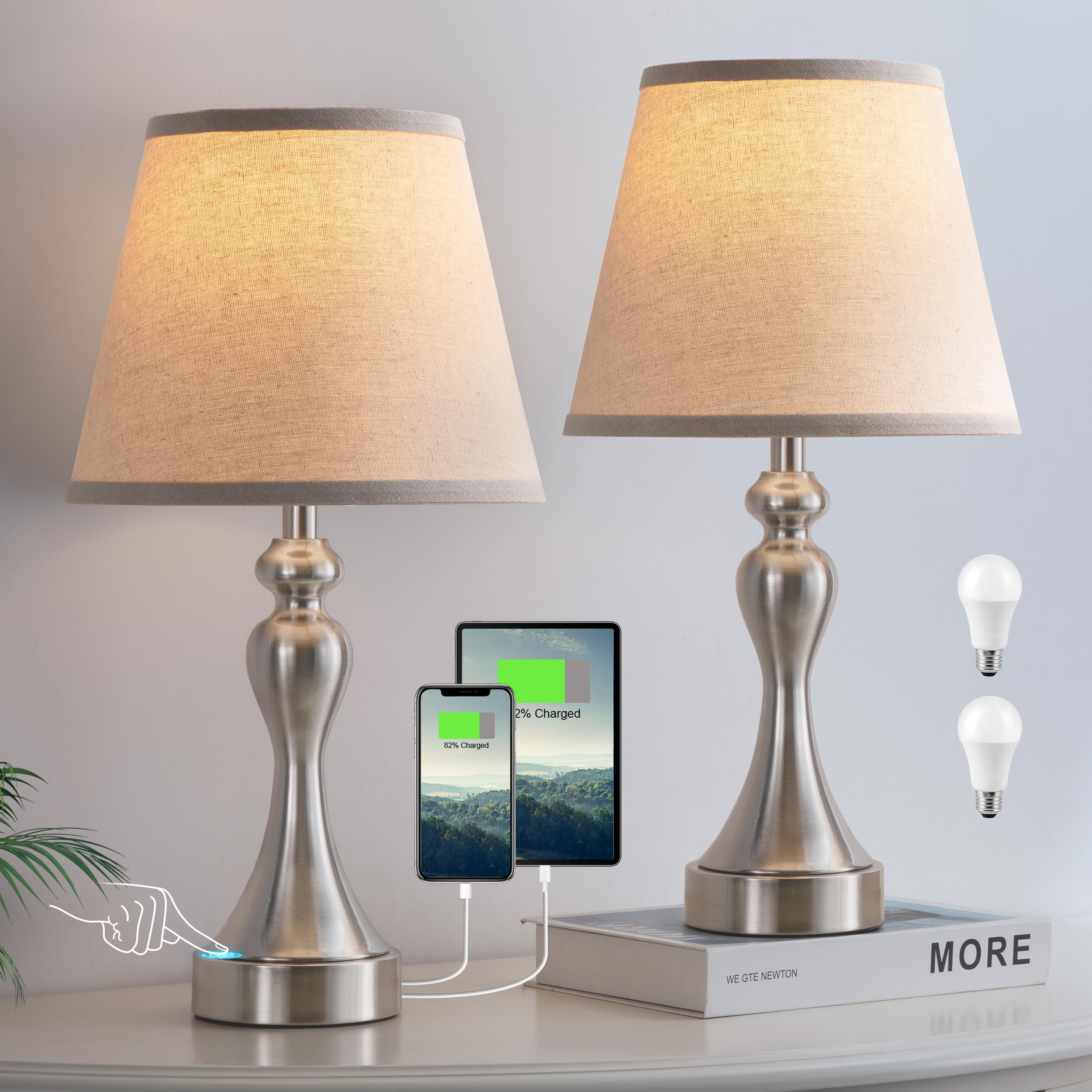 Seealle Touch Lamps nightstand base with easy touch control for quick lighting at bedtime