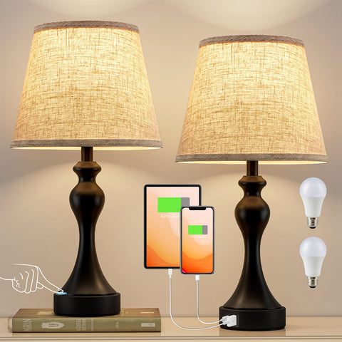 Seealle Touch Lamps pair on nightstands providing balanced ambient lighting