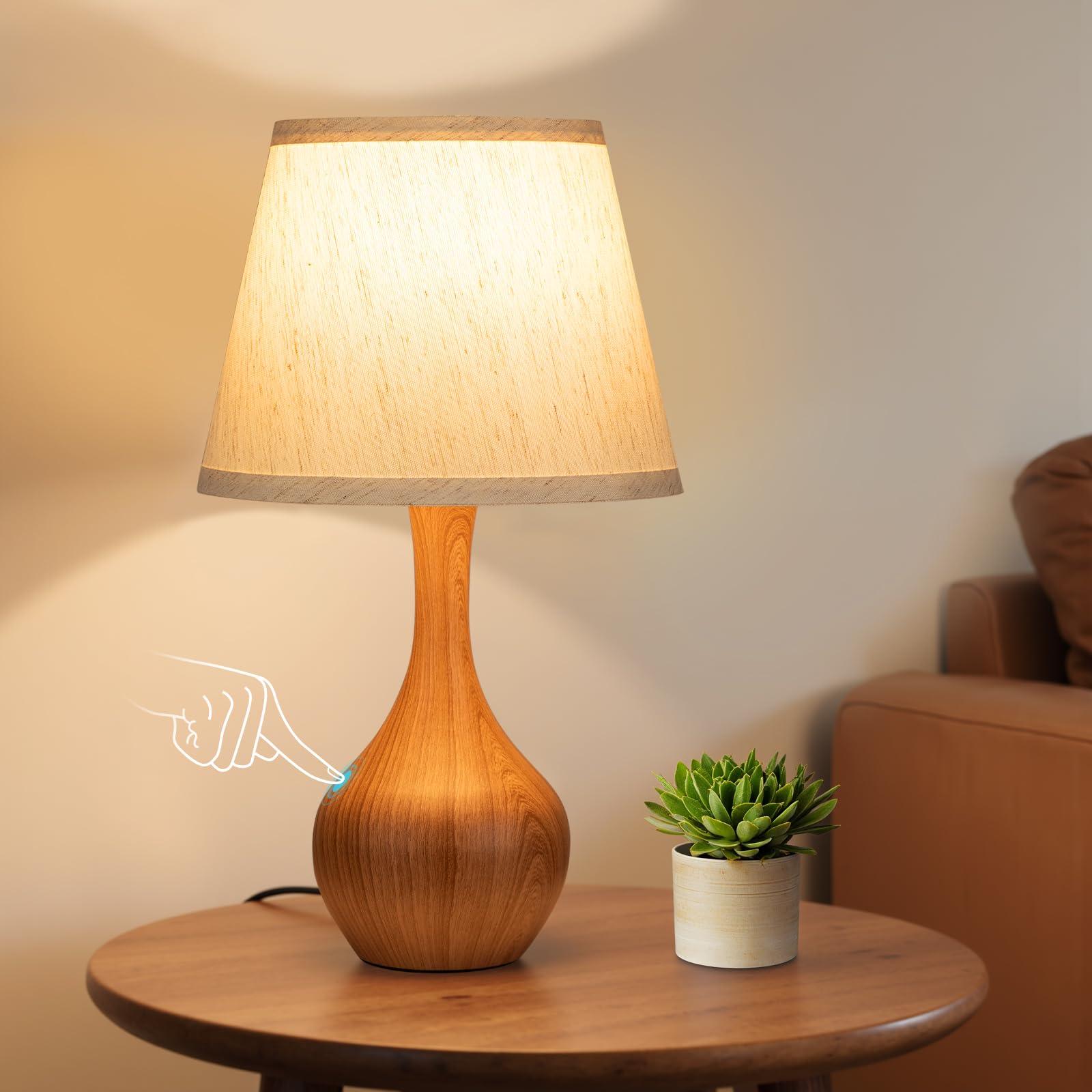 Seealle touch table lamp with apple base for cozy bedside lighting