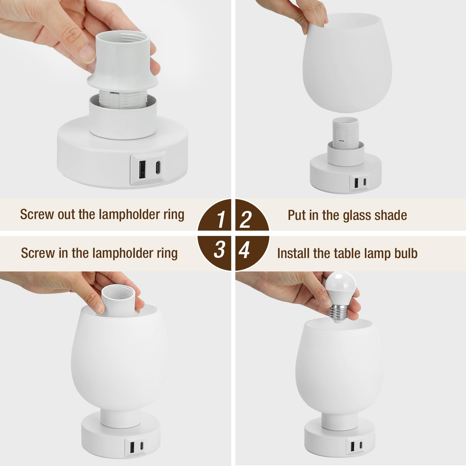 Seealle lamp in a bedroom setting beside the bed