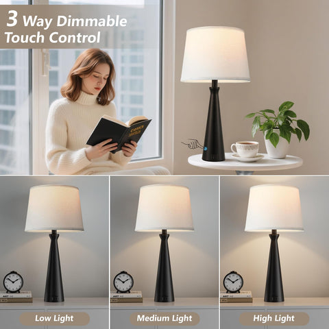 Seealle touch table lamp nightstand control for effortless brightness at night.