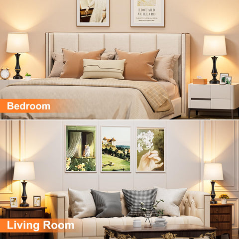 Seealle dimmable nightstand lamps offer soft to bright options.