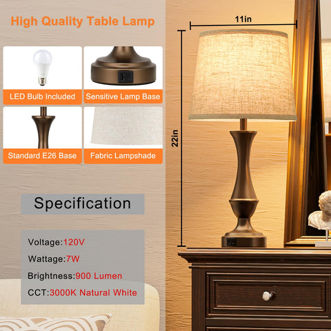 Seealle Upgraded Touch Lamp suitable for bedroom or living room setups