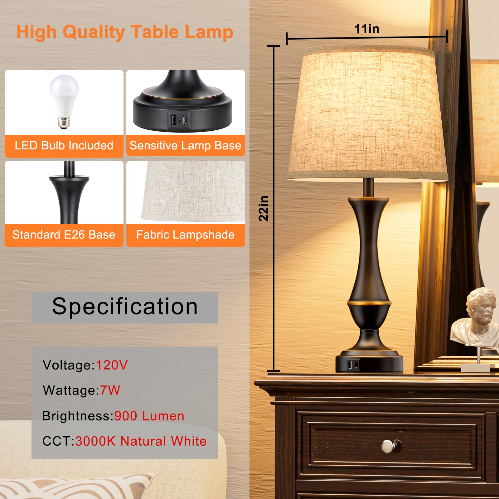 Seealle black metal base and beige shade blend with many decors.
