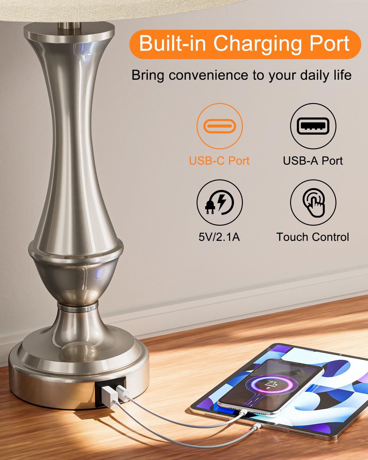 Seealle Upgraded Touch Lamps with included E26 LED bulbs for immediate use.