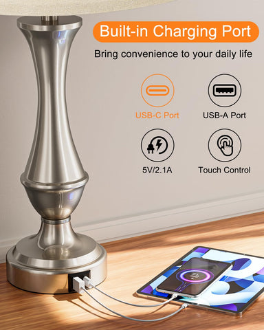 Seealle Upgraded Touch Lamps with included E26 LED bulbs for immediate use.
