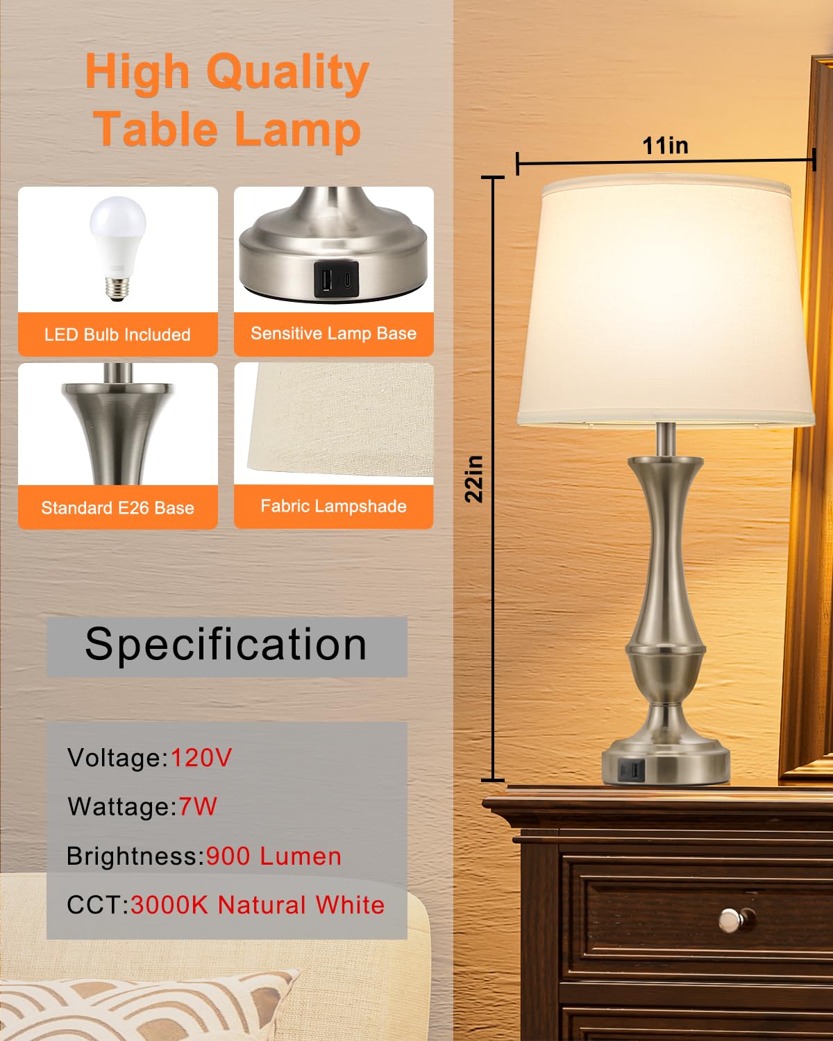 Seealle Upgraded Touch Lamps ideal for bedrooms, living rooms, and offices.