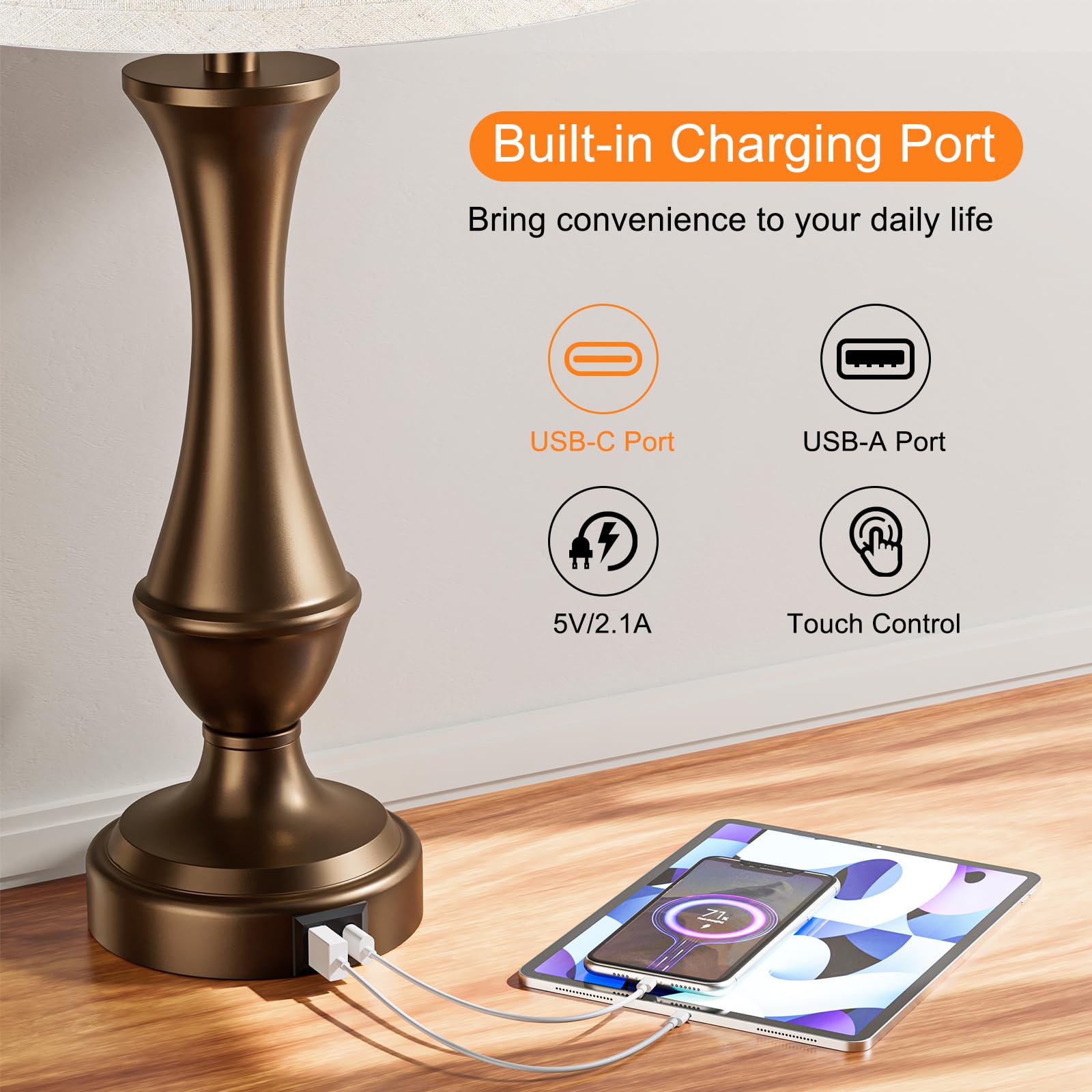 Seealle Upgraded Touch Lamp included E26 LED bulbs for immediate lighting
