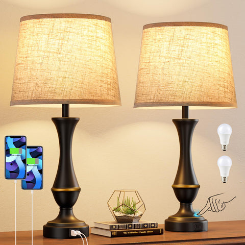 Seealle upgraded touch lamps on nightstands provide warm ambient light for bedrooms.