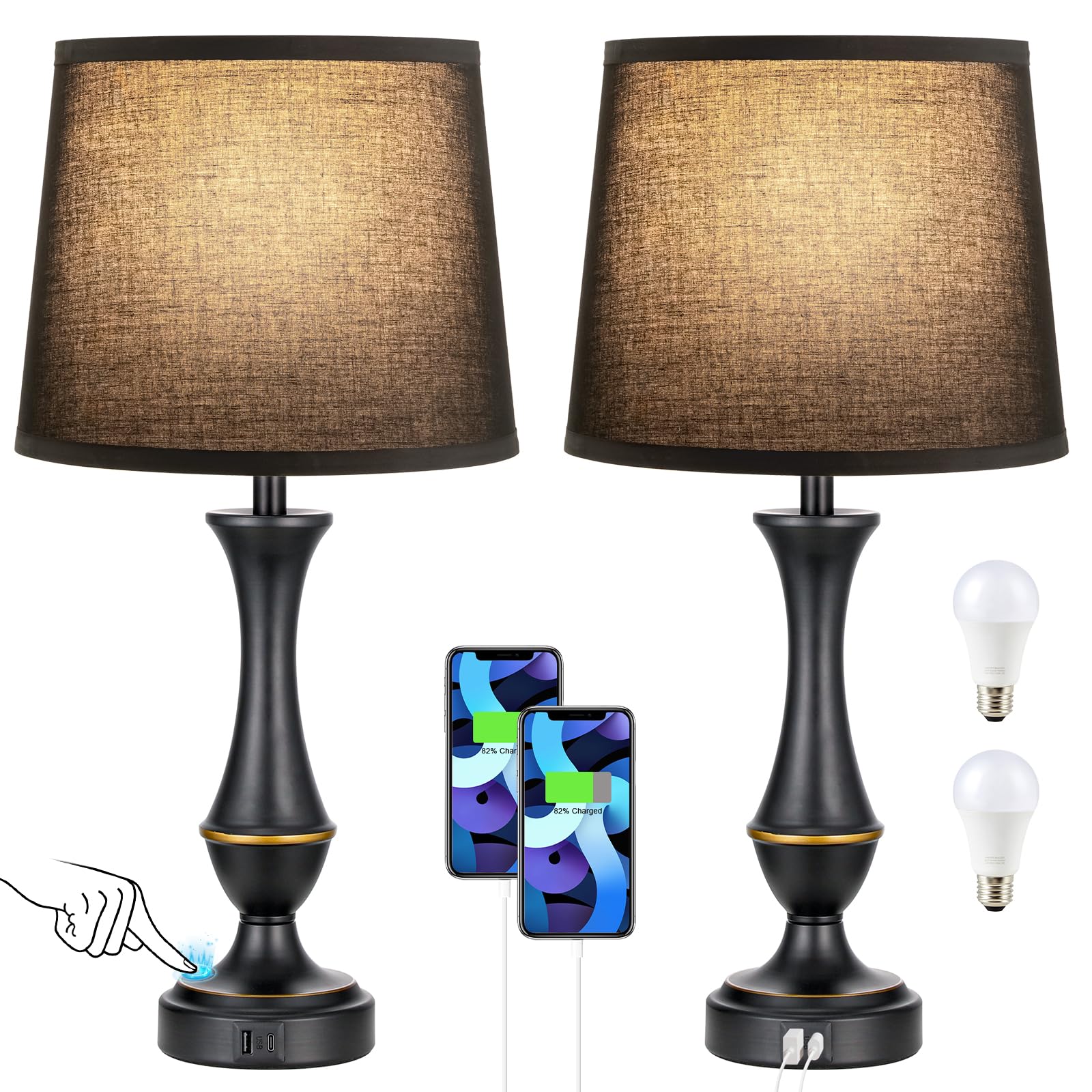 Seealle bedside lamps offer adjustable brightness for any moment
