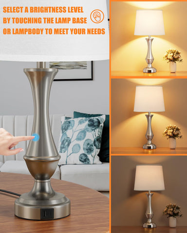 Seealle Upgraded Touch Lamps USB-C and USB-A ports provide simultaneous charging.