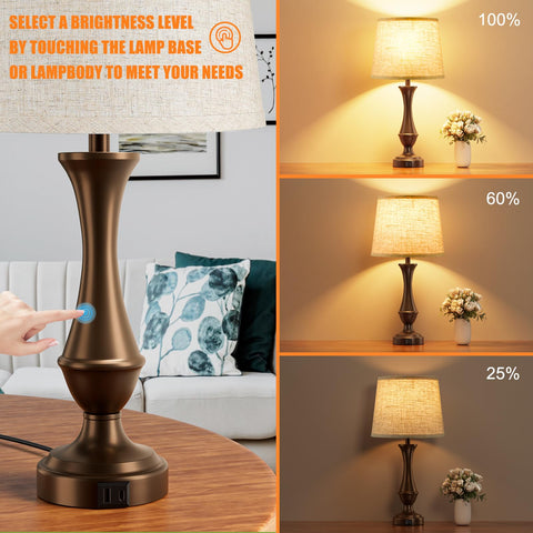 Seealle Upgraded Touch Lamp USB-C USB-A ports for devices charging