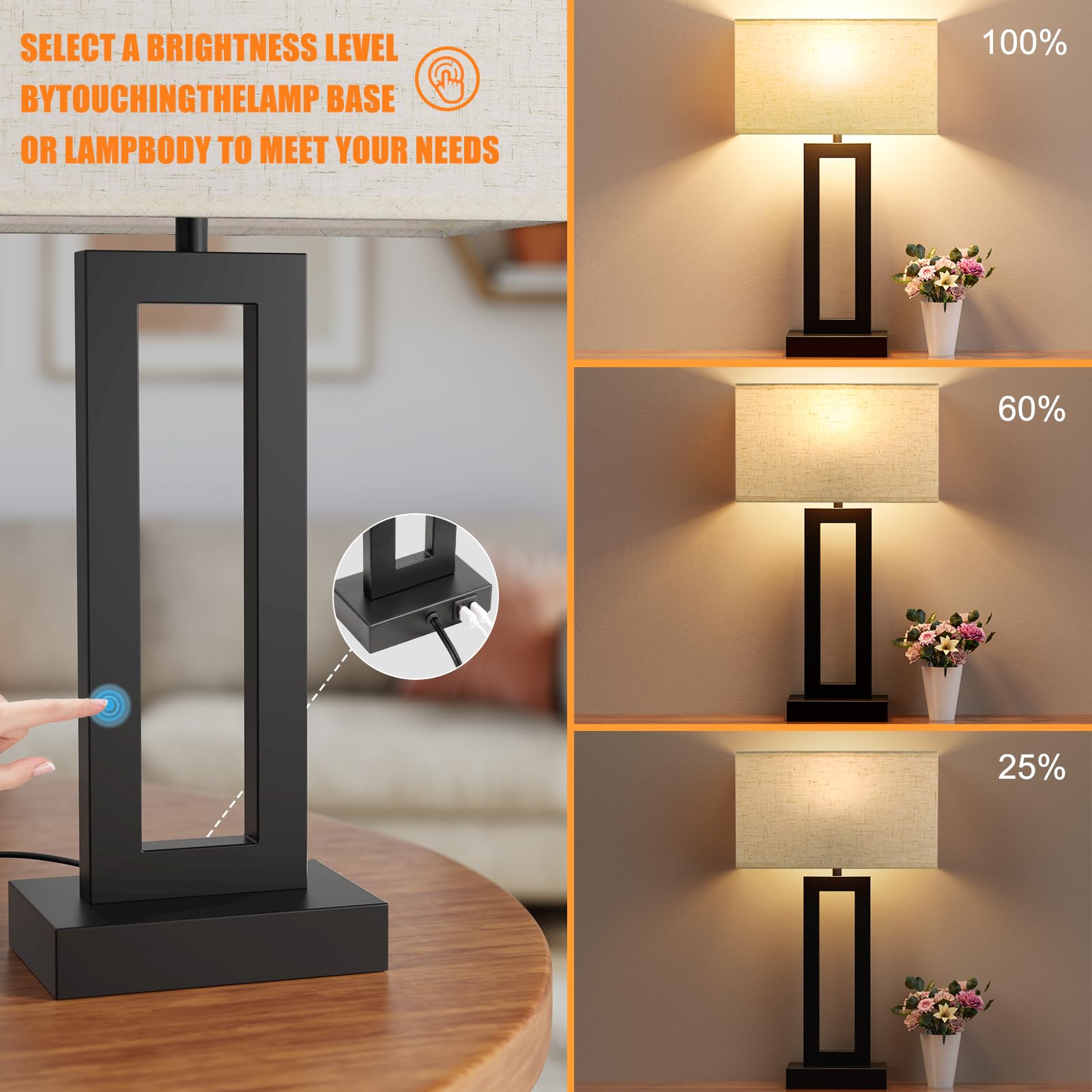 Seealle lamps with USB C and USB A ports for device charging at base