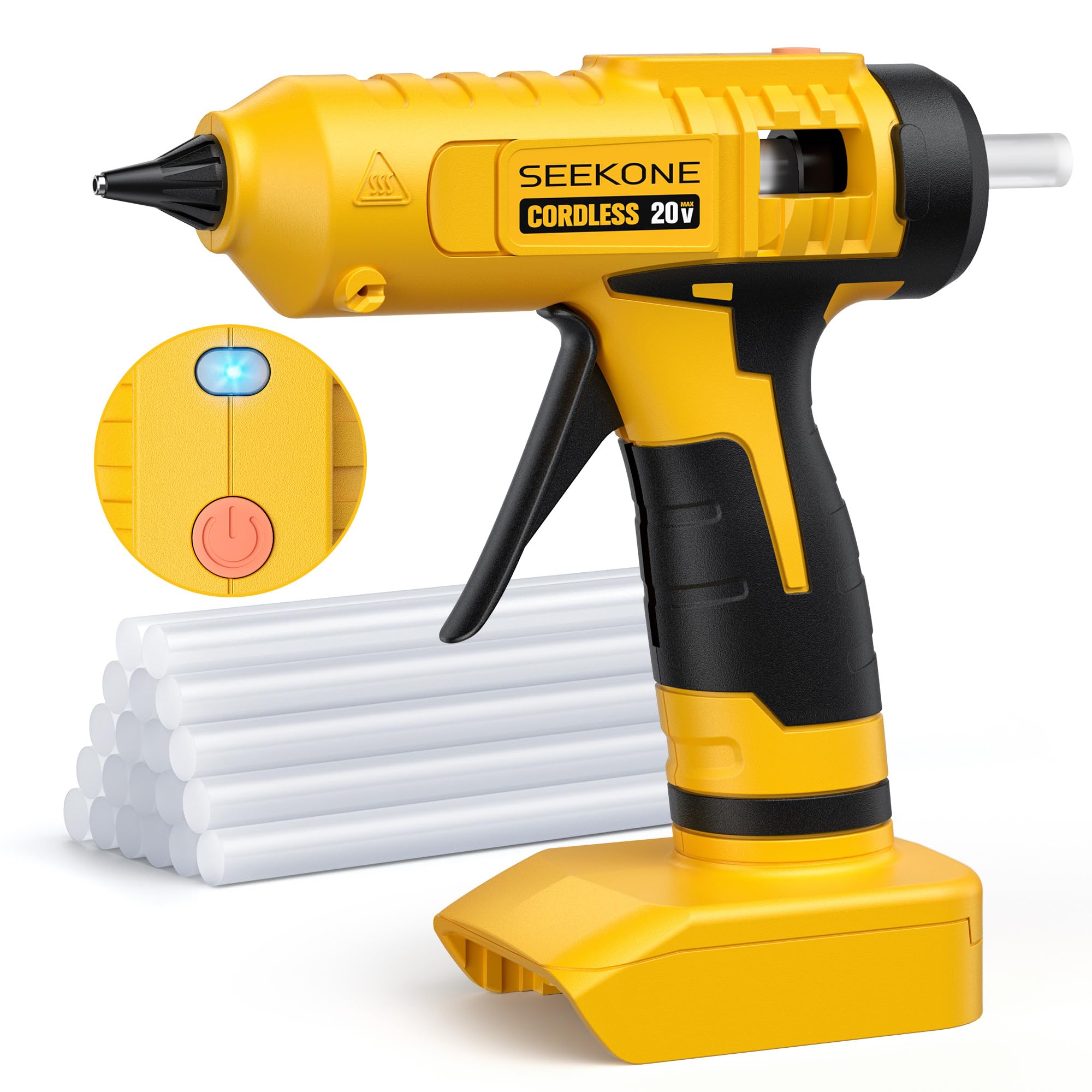 Seekone cordless glue gun with anti-drip nozzle for precise melts and clean results