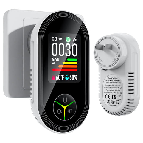 Seektain plug-in CO detector front view for quick home setup.