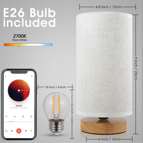 SEENSINY bedside lamp includes LED bulb for easy setup and energy savings.