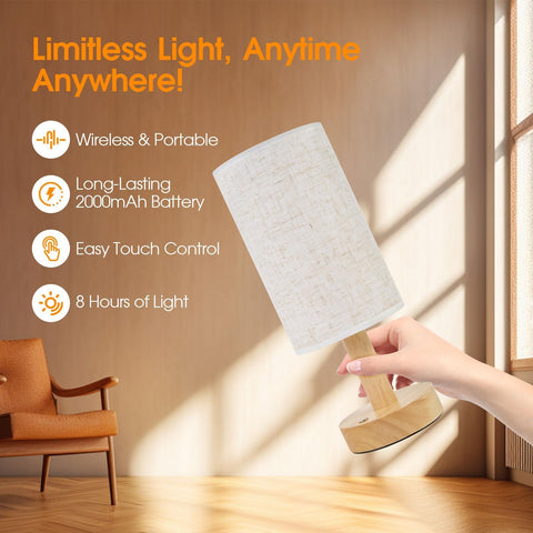 SEENSINY battery-powered lamp offers up to eight hours of wireless lighting indoors or outdoors.
