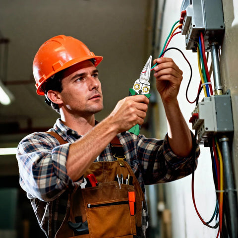 SEESE 8-in-1 wire stripper performing cutting action for quick, accurate wire cuts.