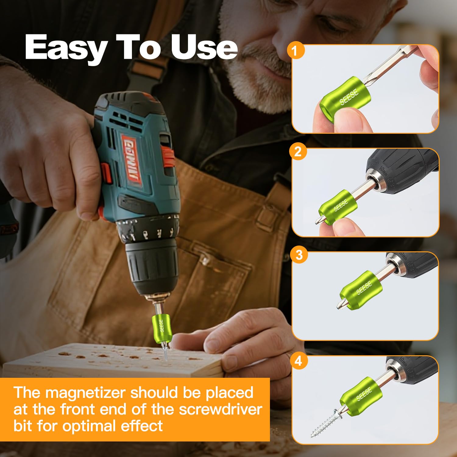 SEESE magnetic screw ring holding screw during driving to prevent slips