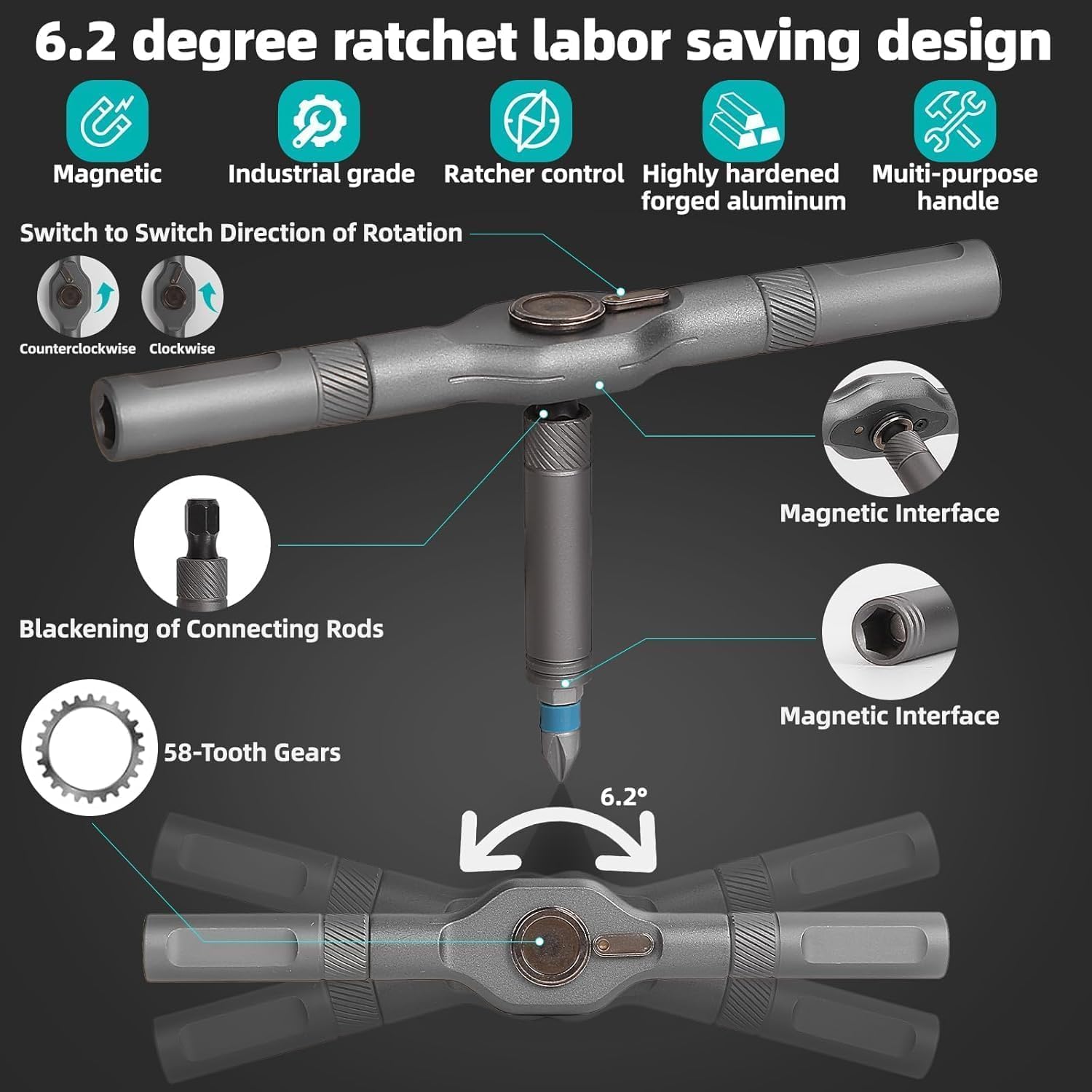 SEESE T-handle ratchet screwdriver in use for steady turning