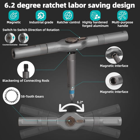 SEESE T-handle ratchet screwdriver in use for steady turning
