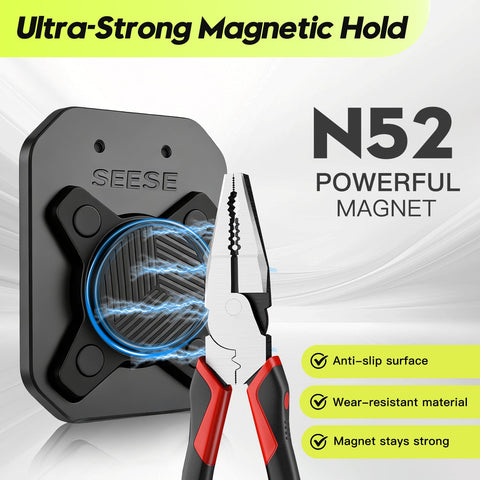 SEESE tool organization magnet keeps metal tools neatly in place for quick access.