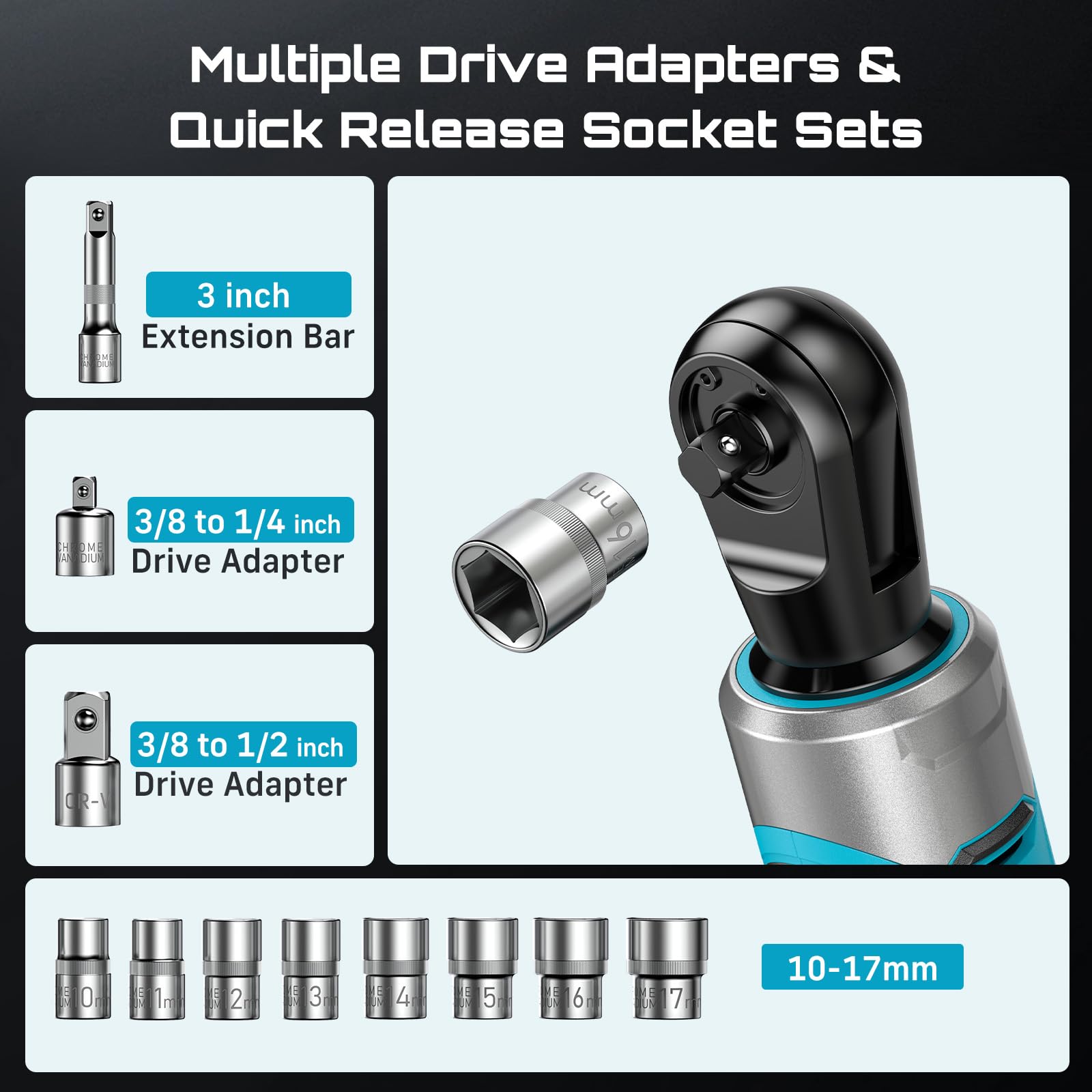 Seesii 10–17 mm socket set covers versatile fastening options.