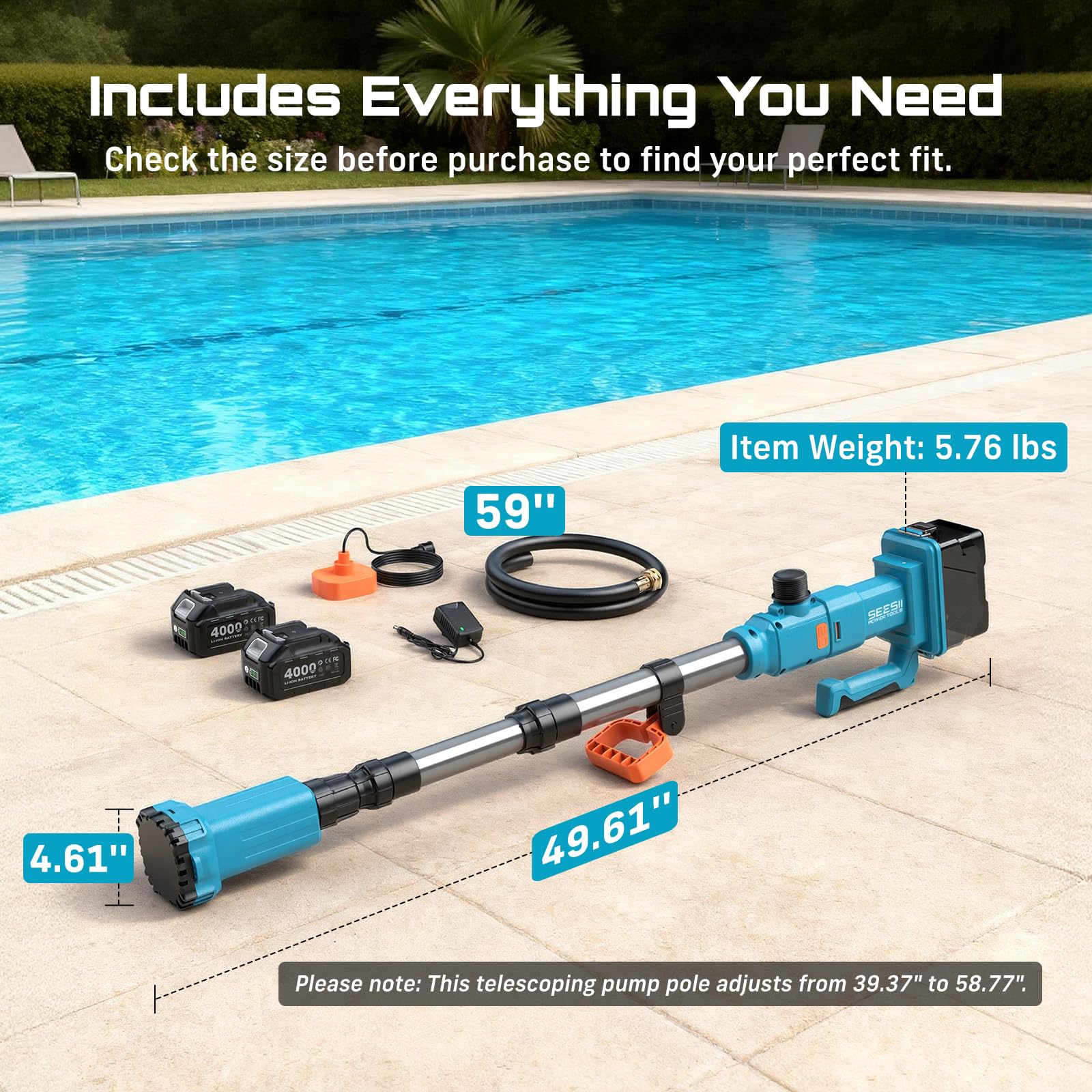 SEESII 740GPH throughput image highlights strong flow for rapid water transfer.