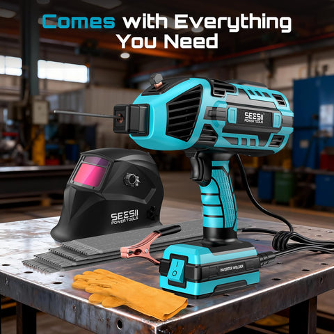 Seesii auto-darkening helmet offers clear vision and eye protection.
