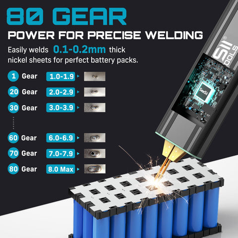 SEESII battery spot welder gear control for precise power tuning
