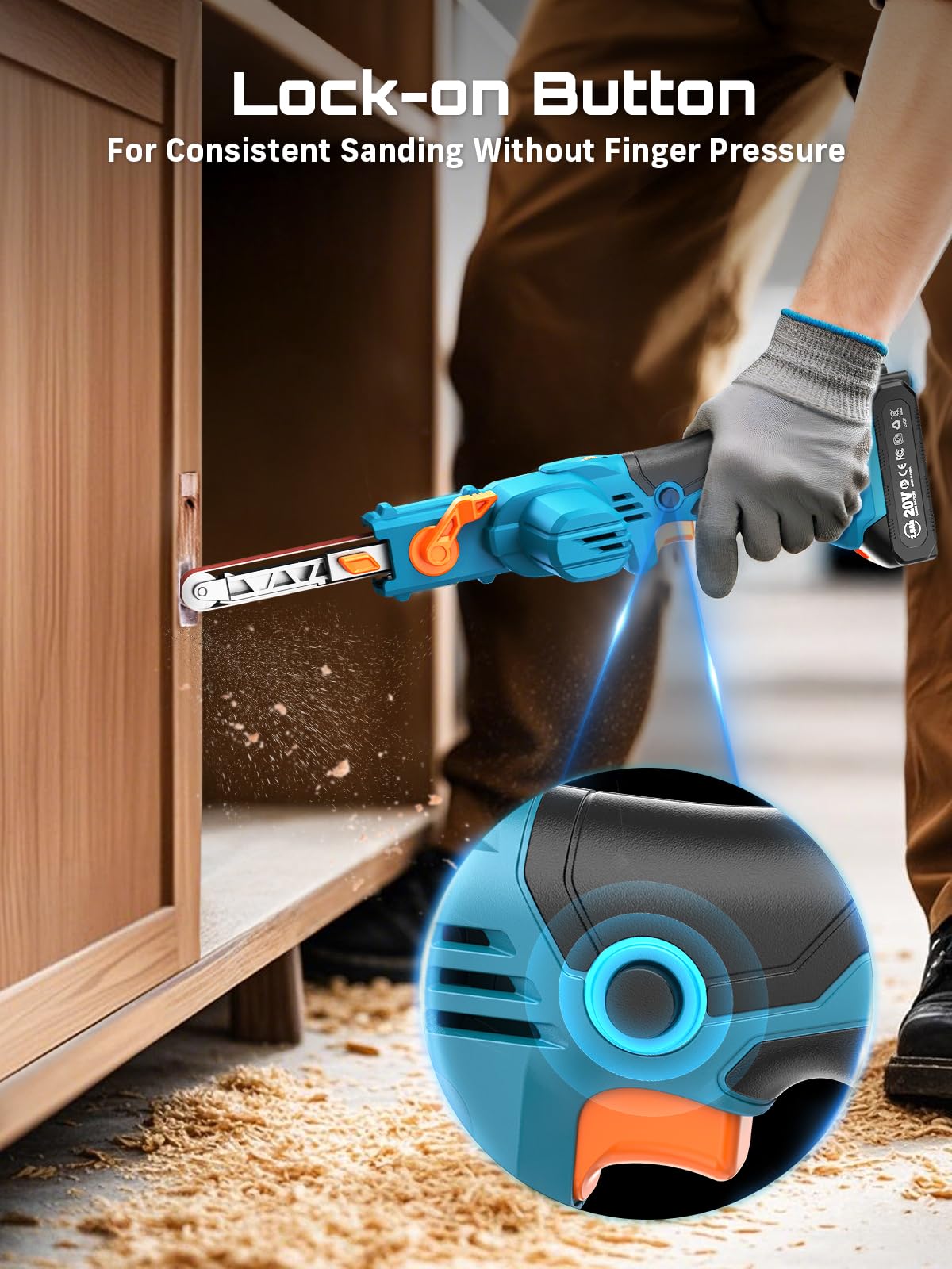 Compact Seesii sander fits tight corners and lines.