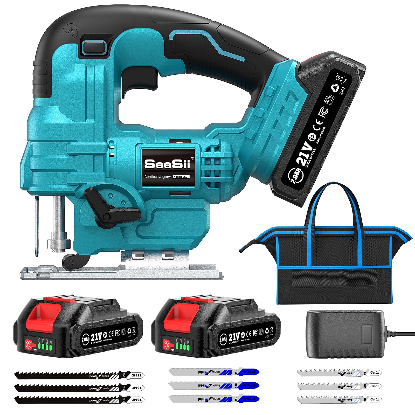 SEESII cordless jig saw kit in use for smooth, accurate cuts