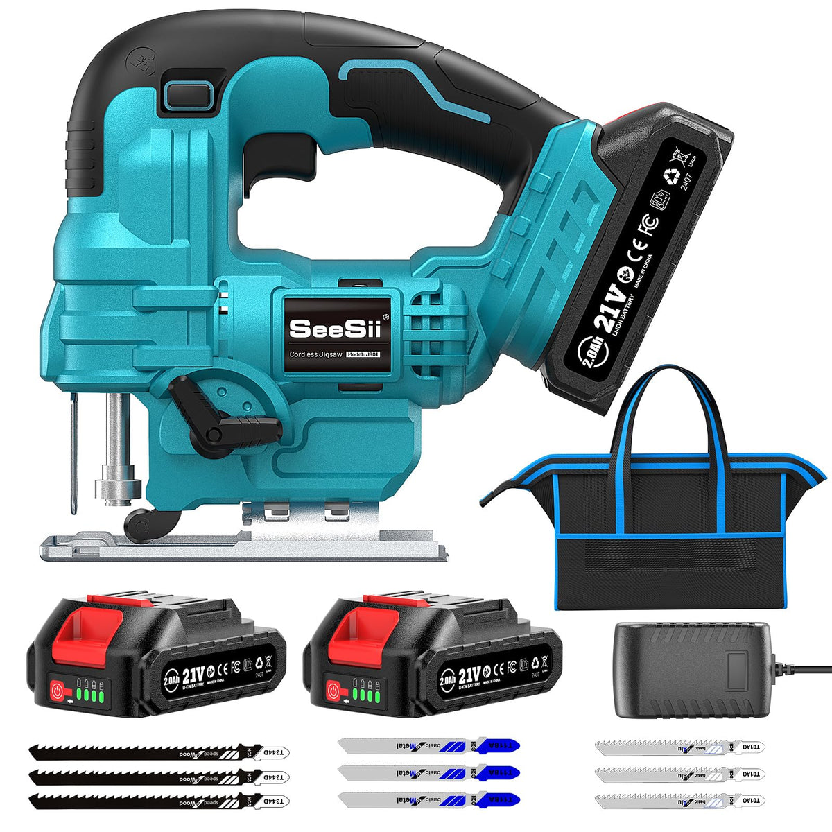 SEESII cordless jig saw kit in use for smooth, accurate cuts
