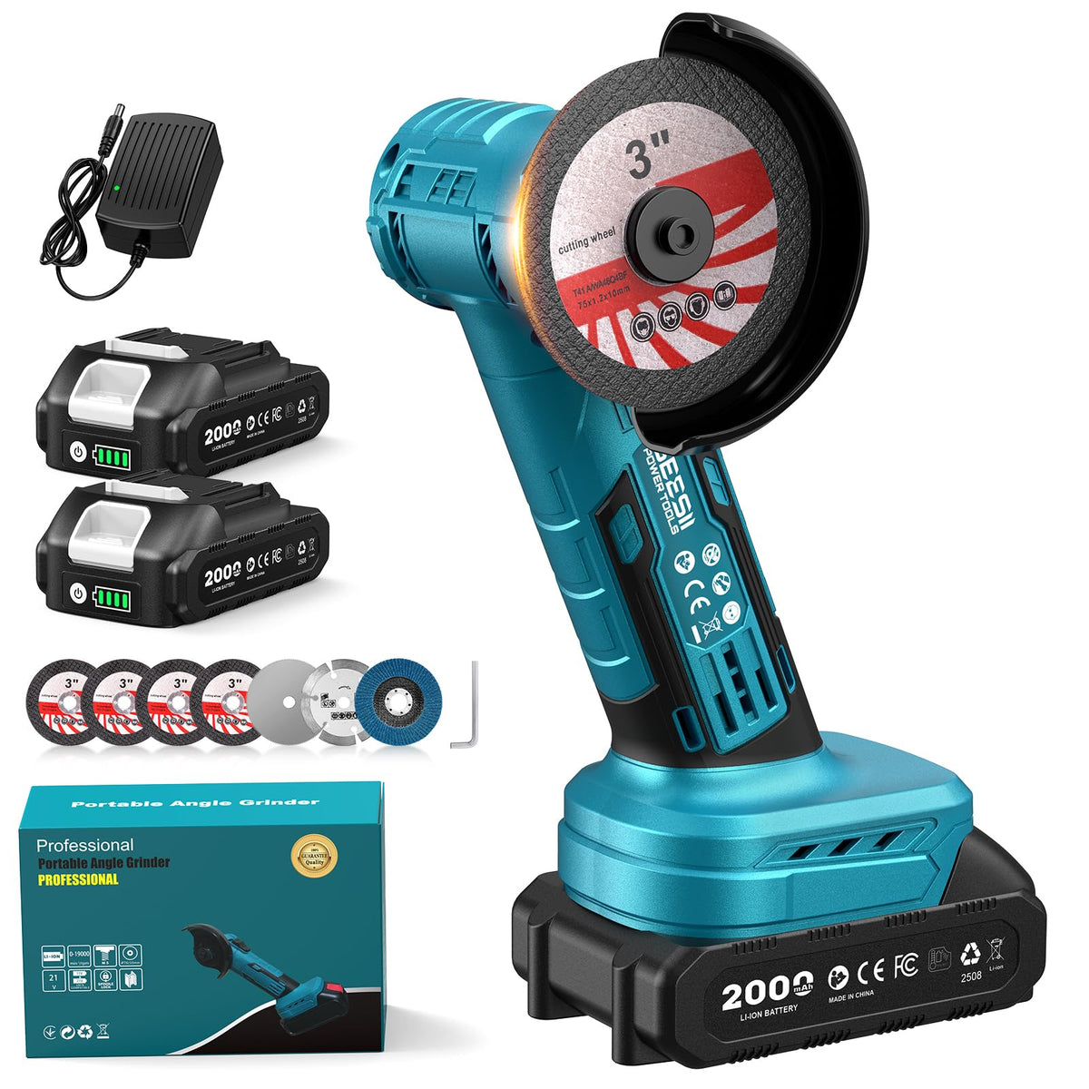 Seesii cordless mini angle grinder with compact grip for precise one-handed use.