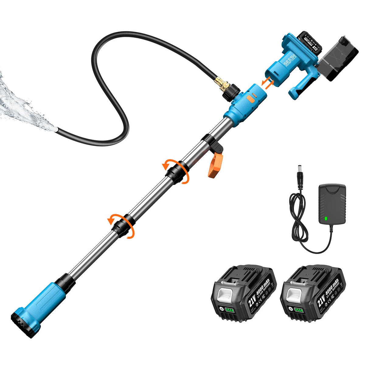 SEESII cordless stick pump for battery-powered water transfer in gardens and basements.