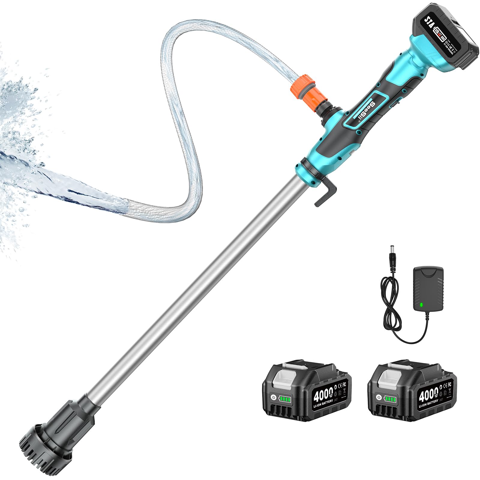 Seesii cordless water transfer pump kit enabling portable drainage and fast transfer.