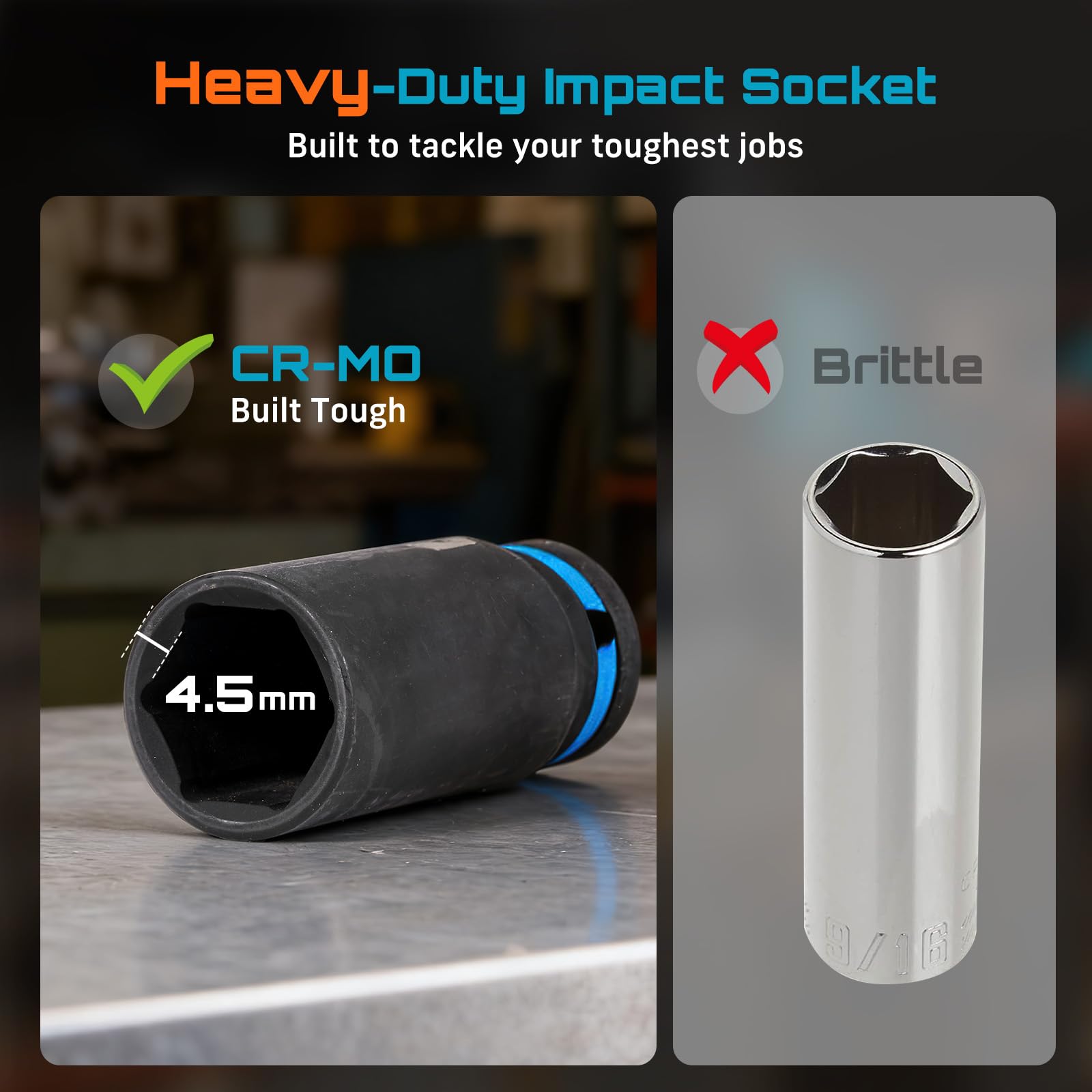 Seesii deep 15mm metric socket for efficient axle-nut removal