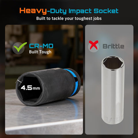 Seesii deep 15mm metric socket for efficient axle-nut removal
