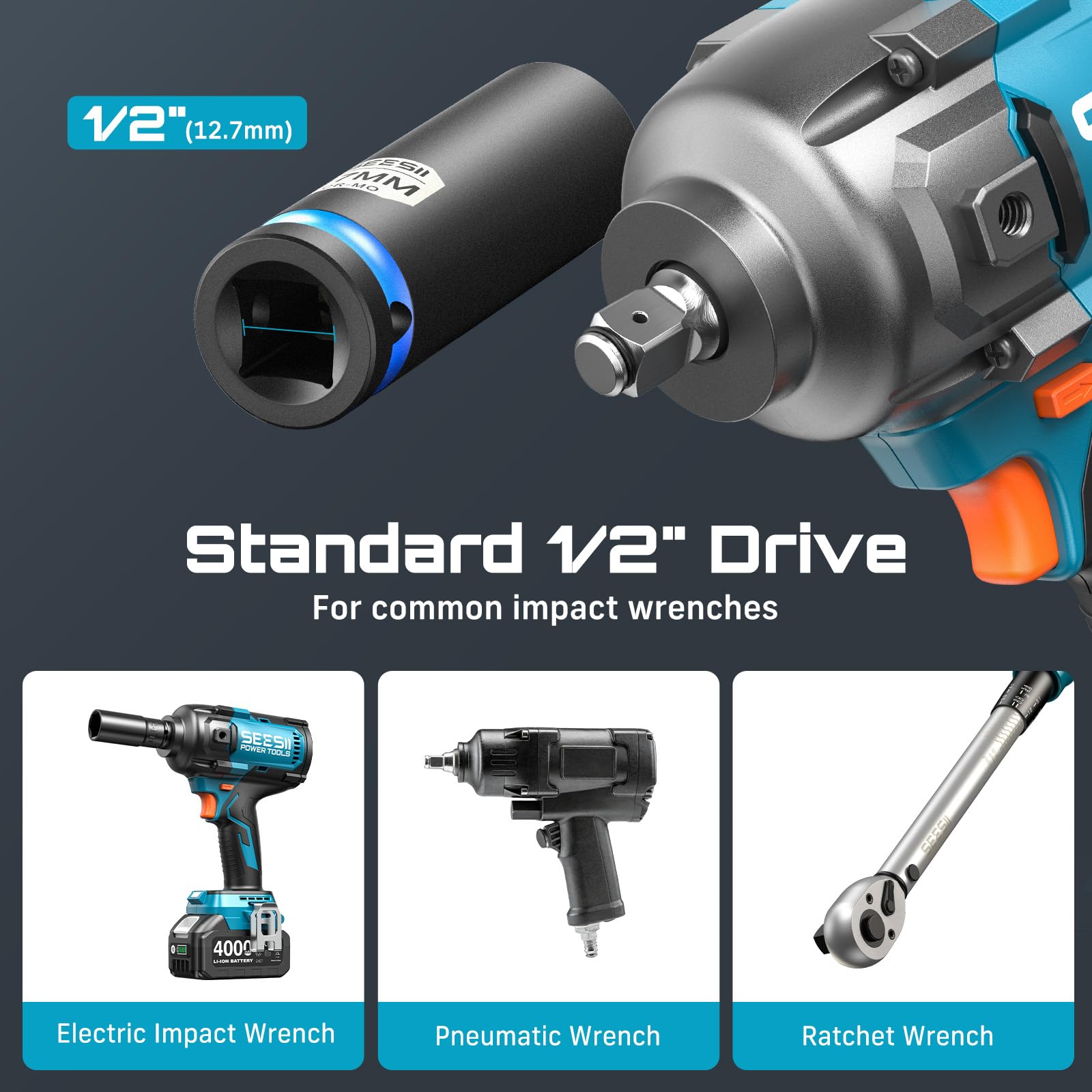 Seesii deep 17mm metric socket for versatile suspension repairs