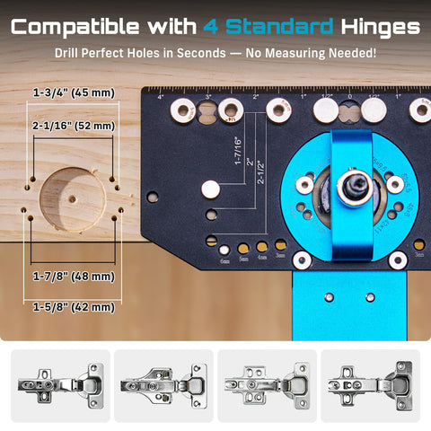 SEESII four-size screw holes fit diverse hinge types for fast, secure mounting.