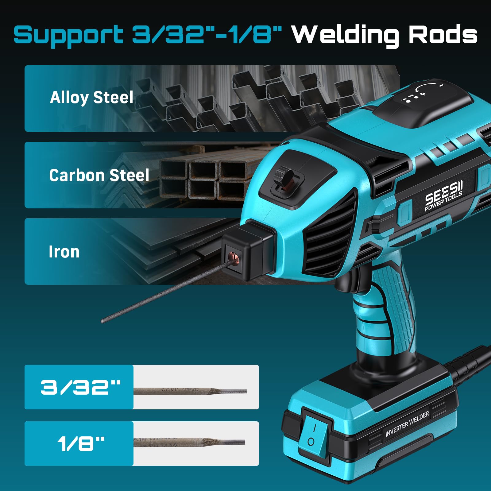 Seesii ground clamp included ensures solid electrical grounding during repairs.
