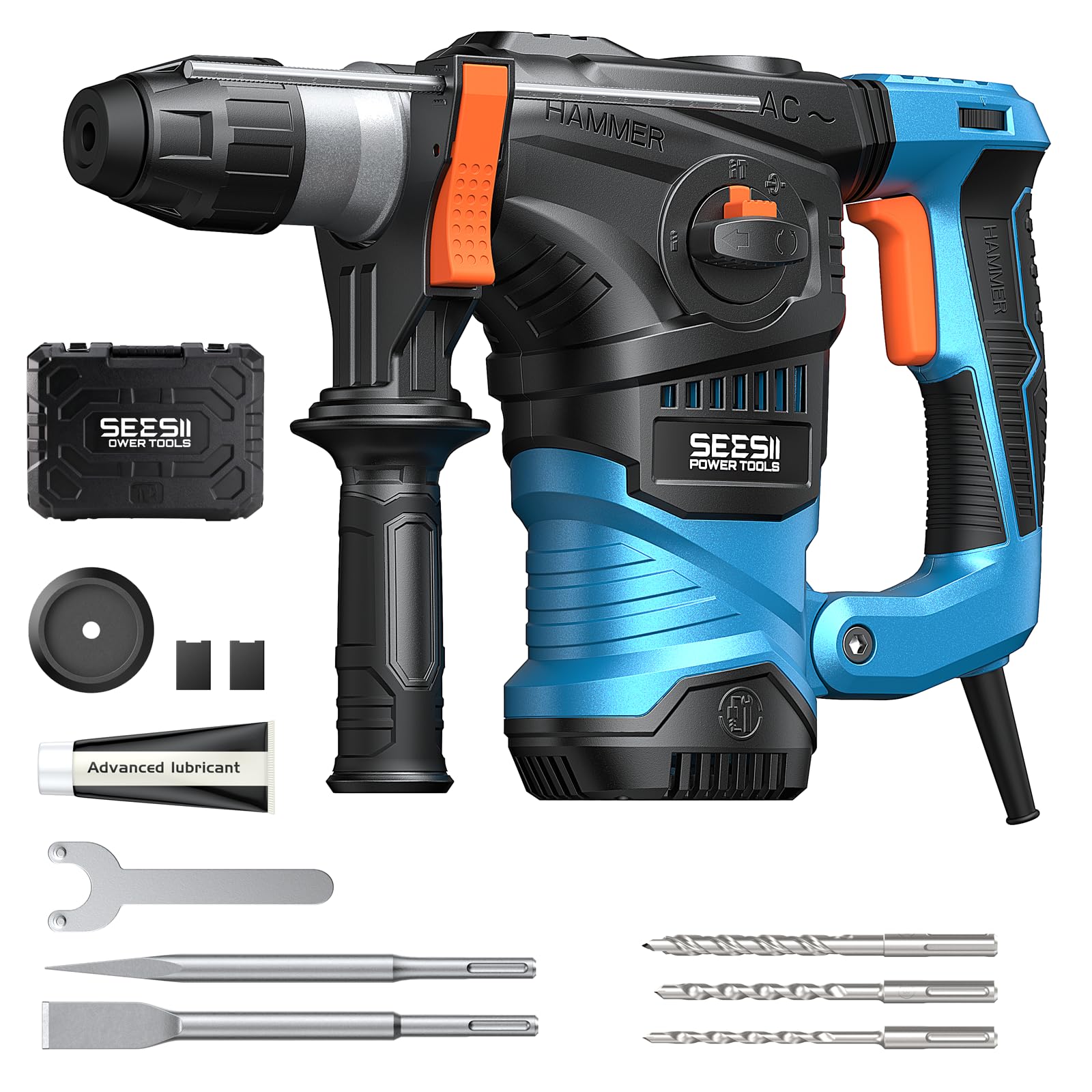 Seesii heavy-duty rotary hammer in use on concrete for fast drilling