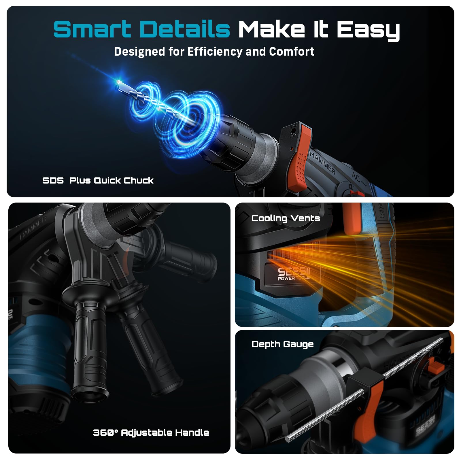 Seesii heavy-duty rotary hammer shows durability and rugged construction