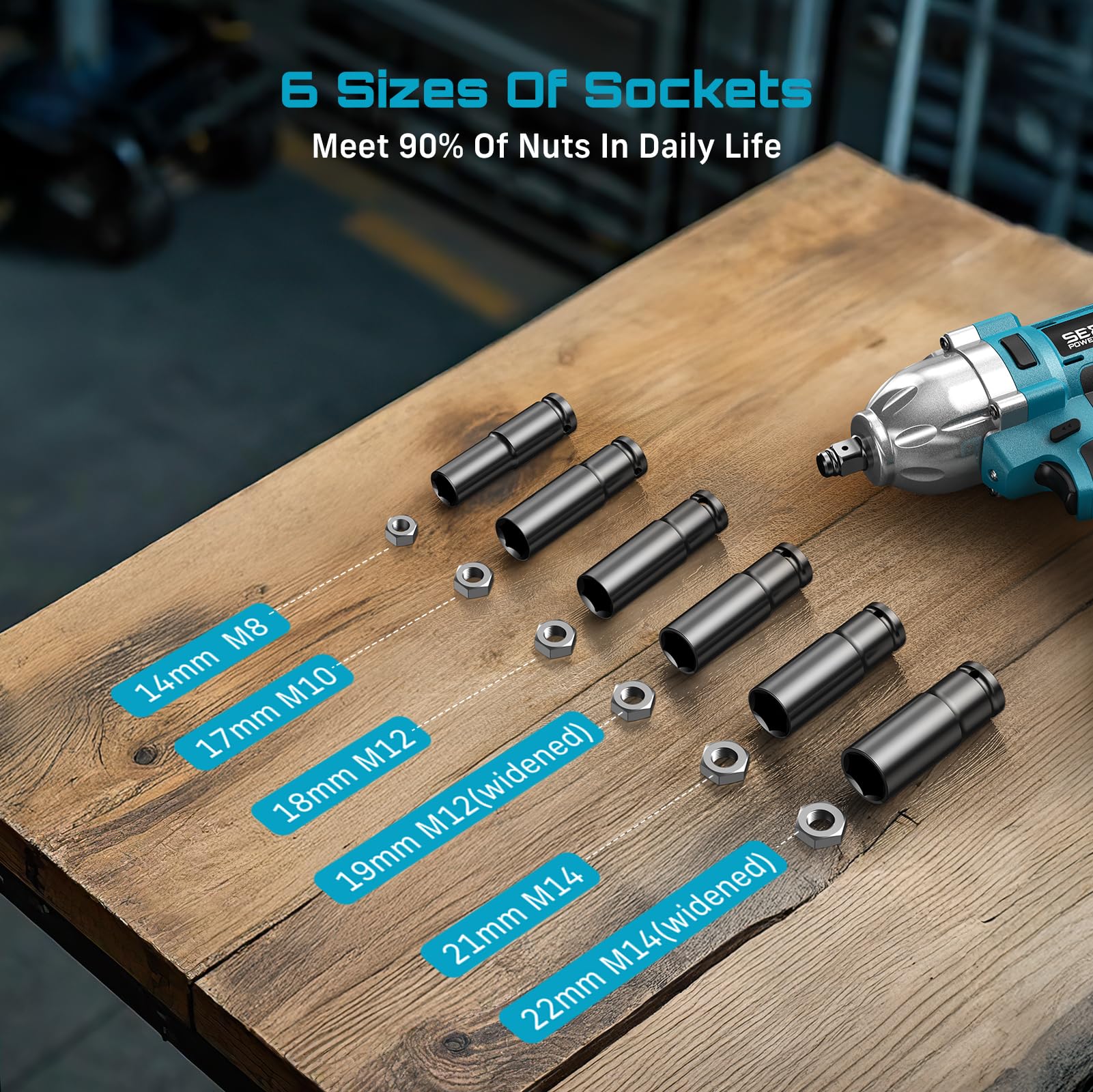 Seesii included six sockets suit common automotive bolts.
