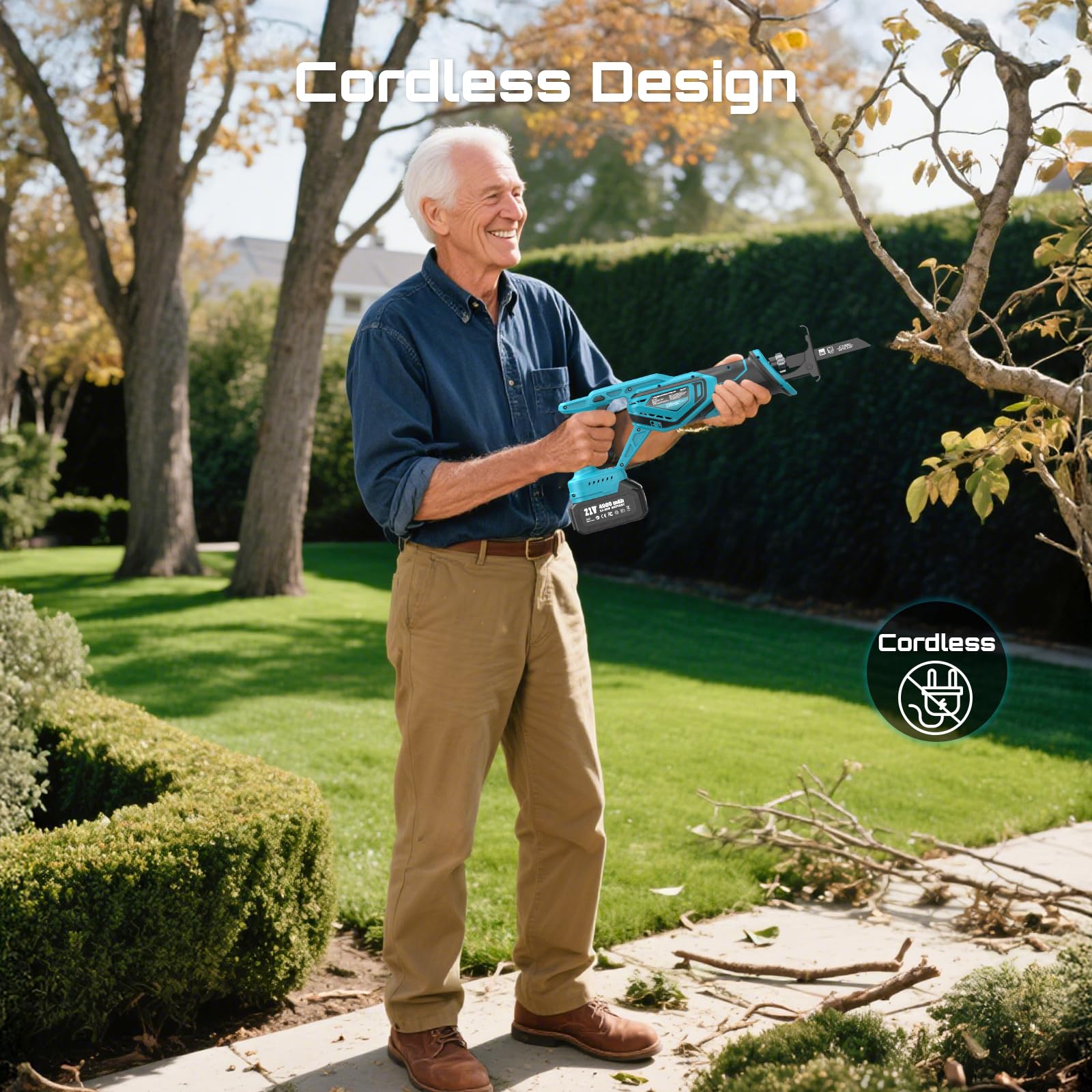 SEESII cordless saw with two 4.0Ah batteries for extended use