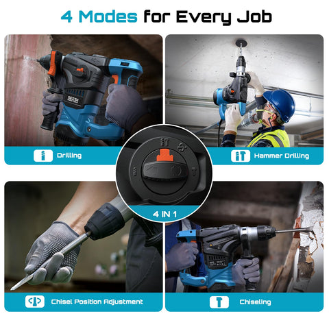 Seesii rotary hammer with 360-degree auxiliary handle for control